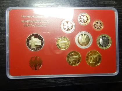 фото, Комплект євромонет Німеччини 2010 J (повний комплект+ ювілейна) UNC