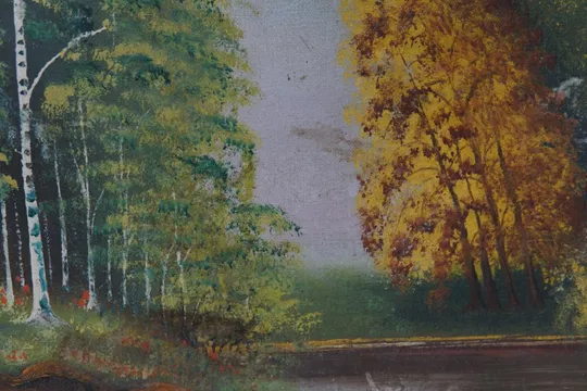 Купити Картина Пейзаж Деревья и цветы. Лес. Масло, холст 84,5 х 59,5 см №256