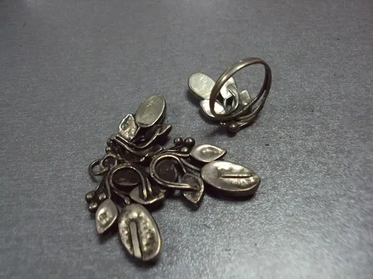 Бижутерия набор подвеска кулон и кольцо 17,5 размер листья мнц №11834 Інтернет-аукціон