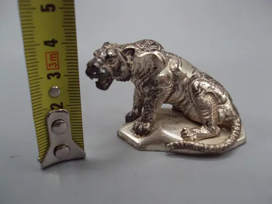 Фигура статуэтка тигр сидит серебро 925 проба Киевский ювелирный завод вес 102,09 г №13215 З аукціону
