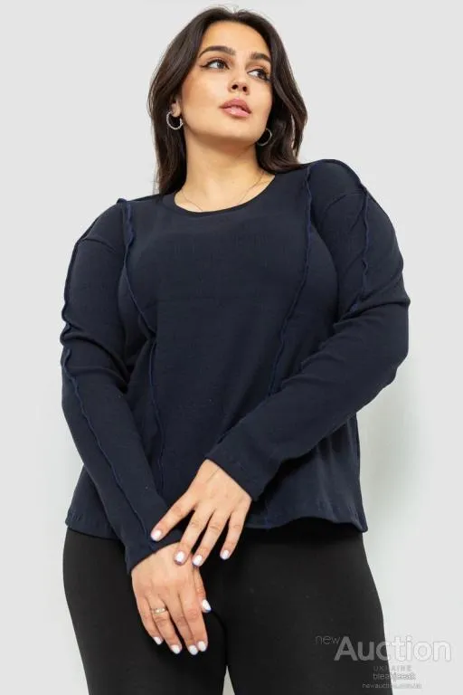 Лонгслив женский в рубчик, цвет темно-синий, 102R325-1 Ціна