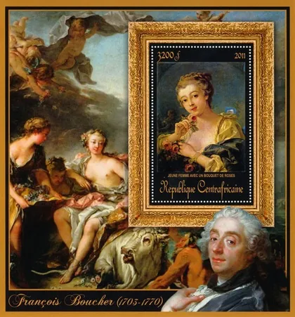 фото, ЦАР-Живопись-Франсуа Буше-2011.Чистый красивый Блок.MNH.