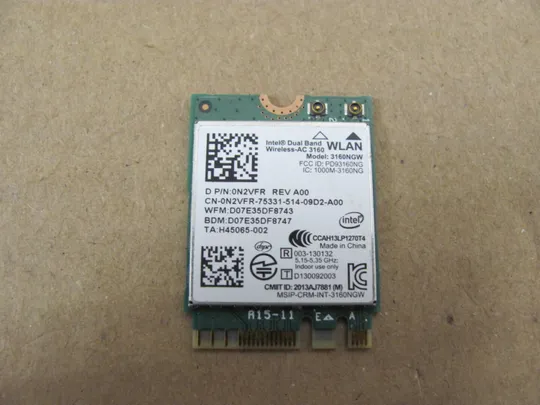 432-17 WI-FI адаптер 3160 , 3160NGW 0N2VFR для  DELL Latitude 3550 E3550  Inspiron 15 5000 5547 5548 5545 оригінал Ціна