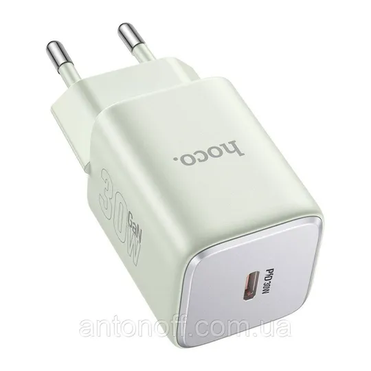 Зарядний пристрій Hoco N43 PD 30W GaN (блочок з виходом Type-C) Зелений Продаж