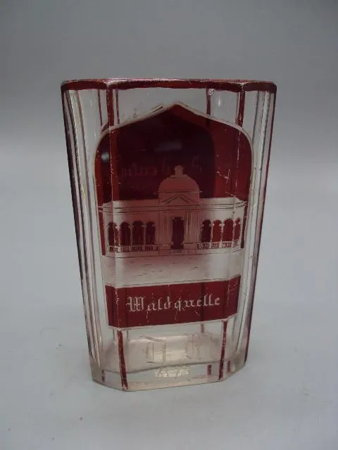 Карманный стакан стекло Чехия Марианске-Лазне D.M.1875 Waldquelle audeufen non marieubad 12,7см №808 Ціна