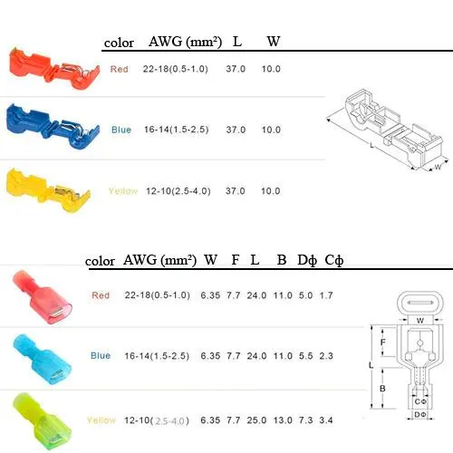 Купити Набор клемм Т-образных 360шт обжимных с изоляцией для быстрой обжимки