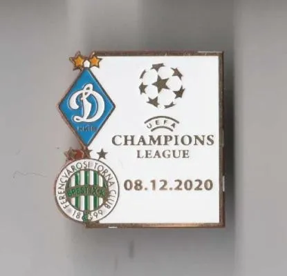 фото, Футбол значок - ФК Динамо Киев Украина - ФК Ференцварош Будапешт Венгрия Лига Чемпионов 2020-21