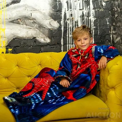 фото, Рукоплед Плед з рукавами з мікрофібри з малюнками дитячий 125х80 Spideran
