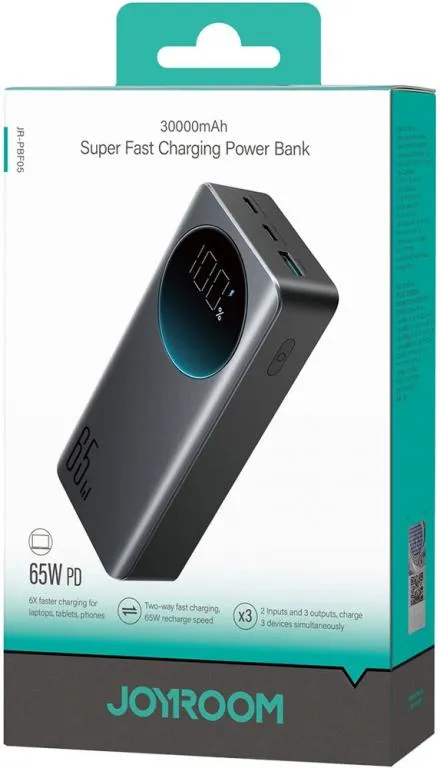 УМБ Joyroom 30000mAh 65W USB-A, 2xUSB-C In/Out,PD,QC3.0 Black Характеристики