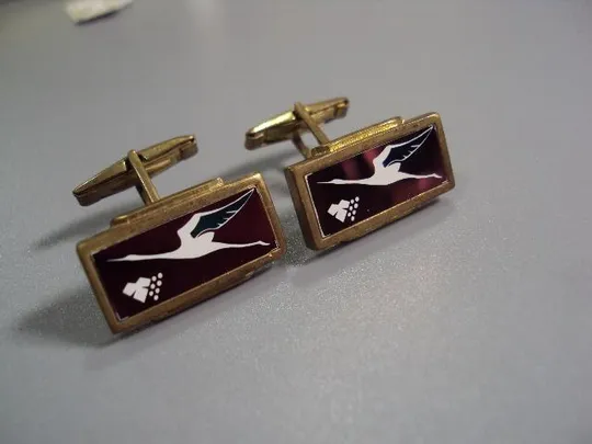 бижутерия запонки прямоугольные аист журавль лелека №10821 Де купити