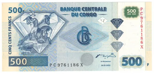 500 франків 2002 року UNC Конго Ціна