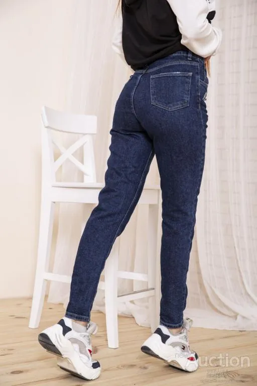 Женские прямые джинсы, темно-синего цвета с принтом, 164R1024-5 Продаж