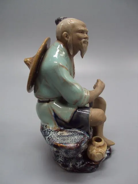 Фигура керамика статуэтка Китай рыбак китаец с удочкой ловит рыбу 50-е года высота 13,3 см №13567 Характеристики