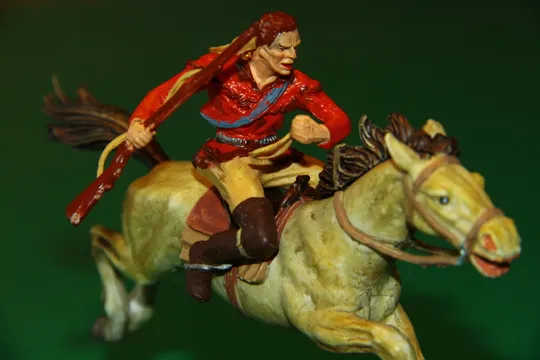 ТРАПЕР КОВБОЙ З РУШНИЦЕЮ НА КОНІ №6990 траппер ELASTOLIN 70мм ФРГ З аукціону