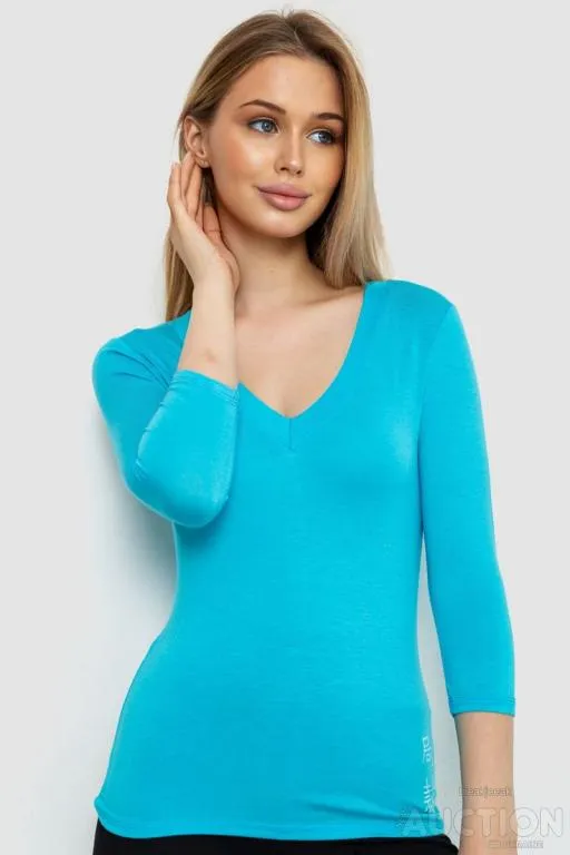 Женский лонгслив укороченный с рукавом 3/4, цвет голубой, 186R508 Ціна