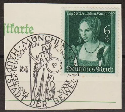 фото, 1939 - Рейх - День мистецтва Mi.700 _вирізка - Спец.погашення - FDC
