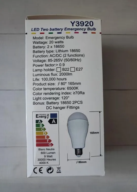 Світлодіодна led-лампочка з акумулятором 20вт, е27, y-3920 / акумуляторна лампочка / аварійна Продаж