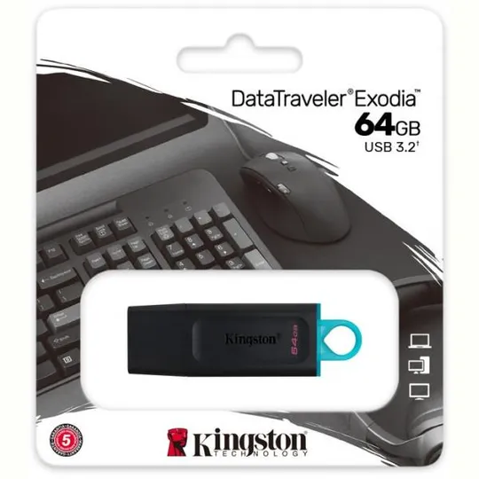 Флеш-накопитель USB3.2 64GB Kingston DataTraveler Exodia Black/Teal (DTX/64GB) Характеристики