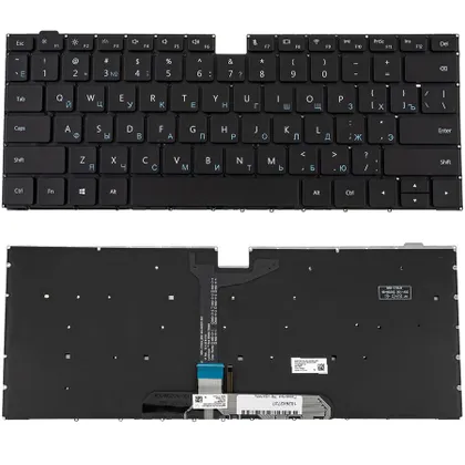 фото, Клавіатура для ноутбука HUAWEI (D14, D15 series) rus, black, без кадру, подсветка клавиш