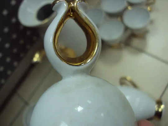 Сервиз кофейный набор чайник, сливочник и чашки фарфор полонное лот №10974 Недорого