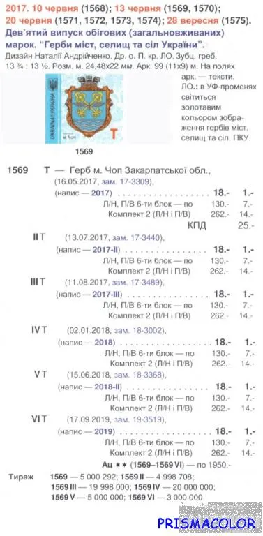 Купити ** УКРАЇНА 2017 марка 9-й стандарт м.Чоп, Закарпатська обл Номінал T