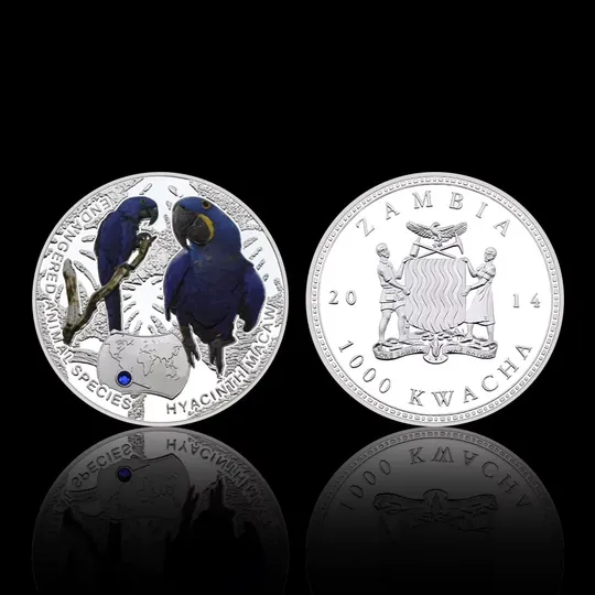 Набір із 12-ти монет з срібним покриттям &quot;Зникаючі тварини світу&quot;. ZAMBIA, 1000 KWACHA, 2014 р. Інструкція