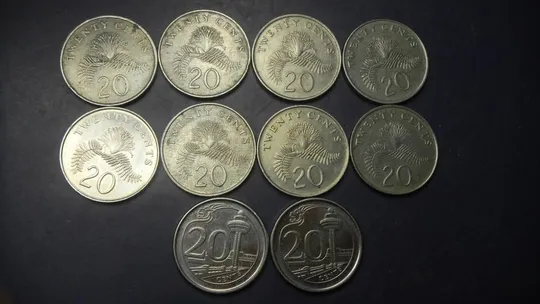 20 центів Сінгапур (порічниця) 10шт, всі різні Ціна