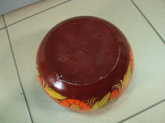 Тарелка блюдо миска петриковская роспись цветы маки дерево высота 9 см, диаметр 16,1 см №12067 Характеристики