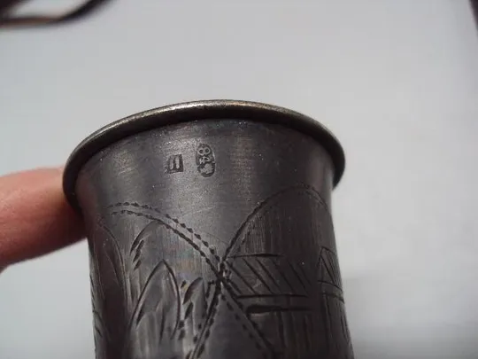 Рюмка стопка серебро 84 проба голова вес 26,85 г высота 6,6 см, диаметр 4,2 см №325 Недорого