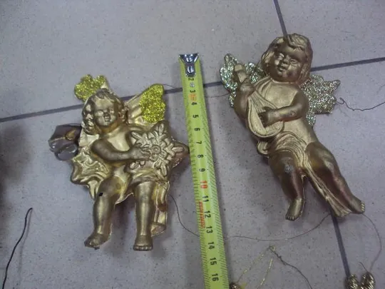 Елочная игрушка подвесная ангел, олени, колокольчик, ангел на шишке пластик лот 10 шт №9906 Недорого