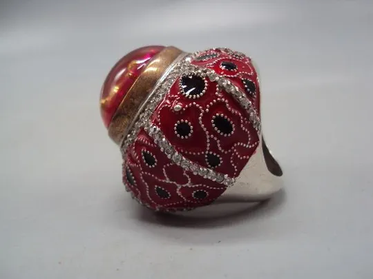 Женское кольцо султан перстень крест распятие эмаль серебро вес 29,28 г размер 18,5 №15177 Де купити