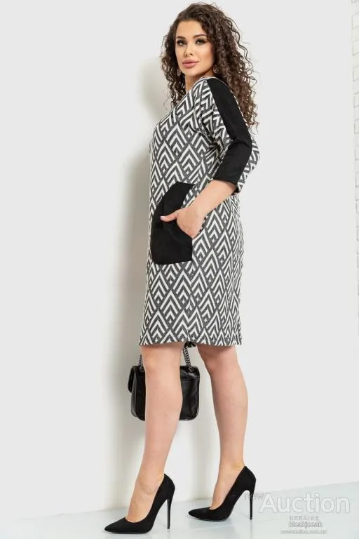 Платье классическое, цвет черно-белый, 183R701 З аукціону