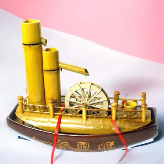 Настольный бамбуковый фонтан для дома, офиса 31,5х37х14 см Корабль Недорого