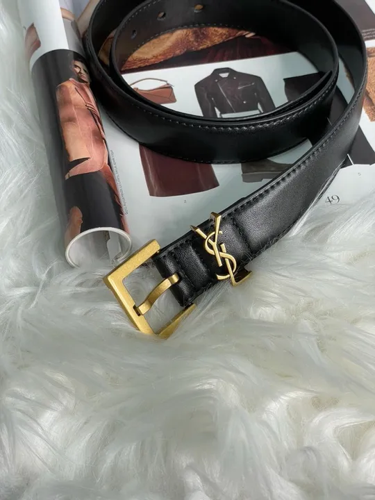 Ремінець жіночий Yves Saint Laurent Cassandre Belt With Square Buckle Black/Gold (66119) Продаж