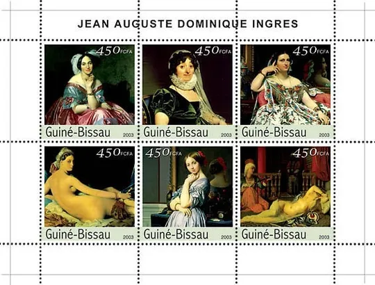 Купити Гвинея-Бисау-Картины-Энгра-2003. Чистый полный красивый комплект-Блок+М/Лист. MNH.