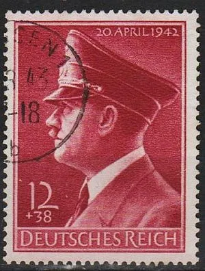 фото, 1942 - Рейх - 53 роки Гітлера Mi.813 _8.0 EU _гаш