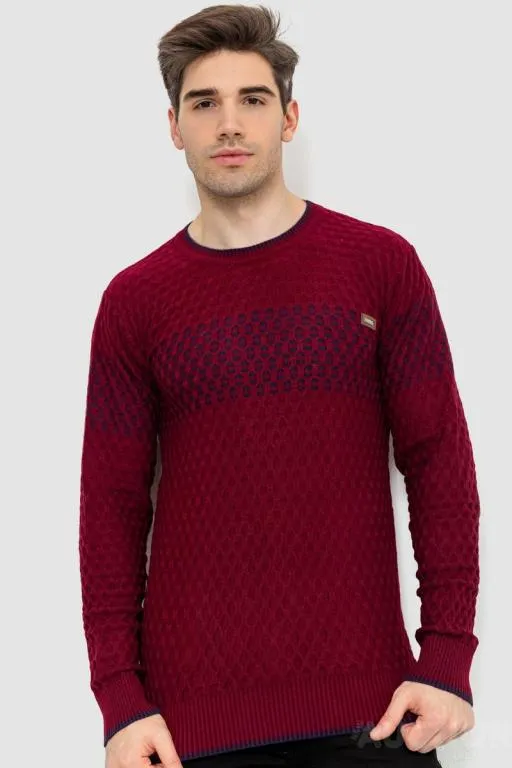 Свитер мужской демисезонный, цвет бордовый, 214R606-1 Ціна