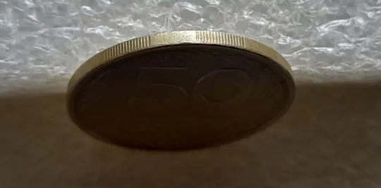 (7100) 50 копійок 1992 1АВм поворот (порушення соосності) (50 копеек 1992 брак сдвиг) Де купити