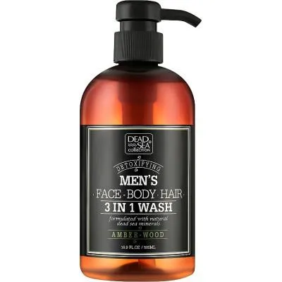 Гель для душа Dead Sea Collection Amber Wood мужской 3 в 1 для тела, волос и лица 500 мл (729011948 Ціна
