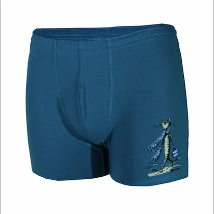 фото, Чоловічі подовжені шорти транки Lans Кіт з портфелем 06/011 аквамарін сині 3XL