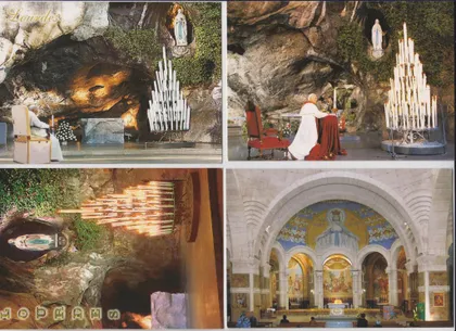 фото, Lourdes - ЛУРД = ФРАНЦИЯ - грот Масабьель = папа Римский ИОГАНН ПАВЕЛ II = ИТАЛИЯ = 4 открытки #