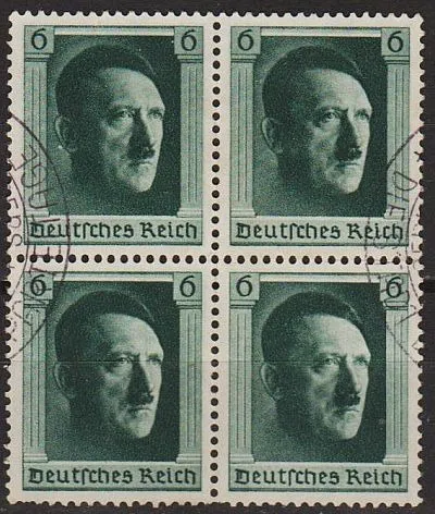 фото, 1937 - Рейх - 48 років Гітлеру Кварт-блок Mi.646 _гаш