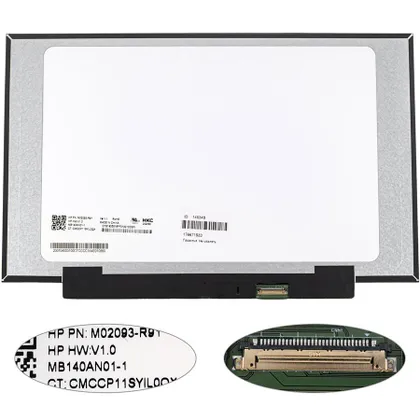 фото, Матриця 14.0" MB140AN01-1 (1366*768, 30pin(eDP, 250 cd/m2), LED, SLIM (без планок та вушок), матова, роз'єм праворуч внизу,