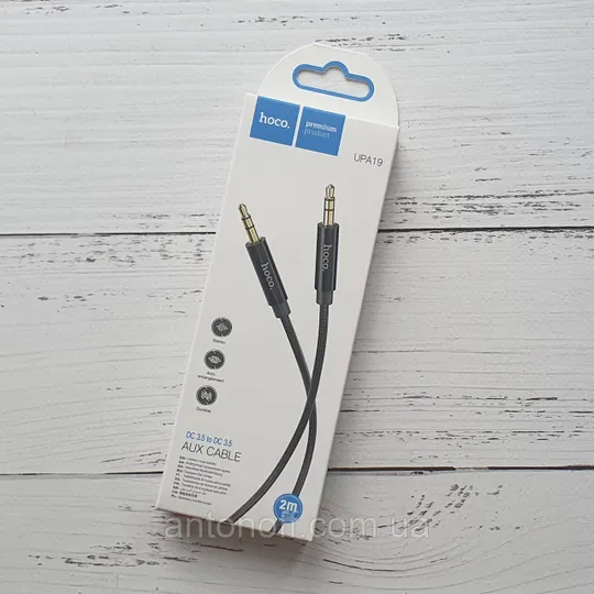 Аудіо кабель Aux Hoco UPA19 mini-Jack 3.5mm to 3.5mm чорний 2 метра Ціна