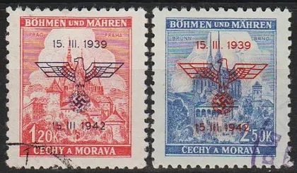 фото, 1942 - Рейх - Богемія - 3 роки Протекторату Mi.83-84 _6,0 € _гаш