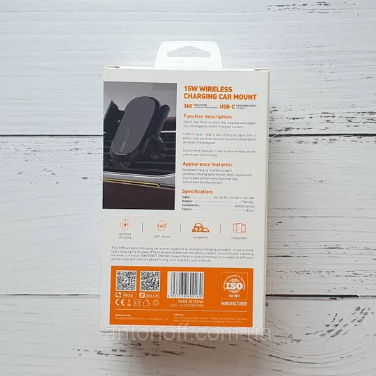 Купити Автотримач LDNIO MW21 в решітку дефлектор з бездротовою зарядкою Wireless 15W Чорний