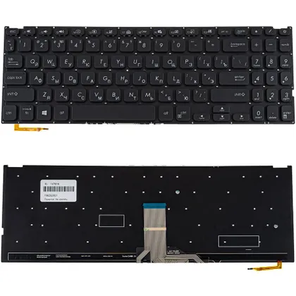 фото, Клавіатура для ноутбука ASUS (X509 series) rus, black, без фрейму, підсвічування клавіш