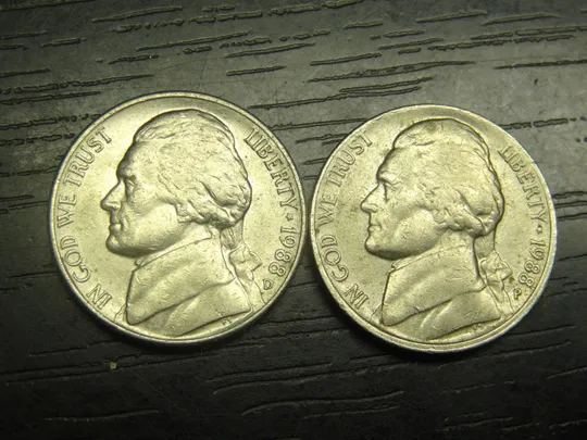 5 центів 1988 США (два різновиди) Ціна