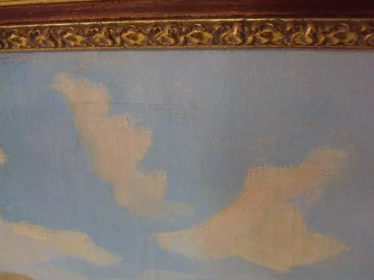 Картина горный пейзаж елки горы Якубек 1961 г. холст, масло в ажурной раме размер 118,7х158 см №185 Продаж