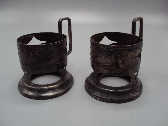 Подстаканники пара мнц Киев подстаканник высота 7,6 см, диаметр 6,9 см лот 2 шт №11768 Ціна